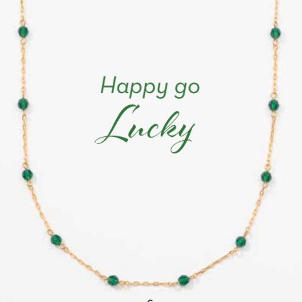 Touchstone Crystal by Swarovski HAPPY GO LUCKY layering chain gold and emerald